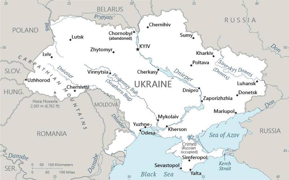 map of Ukraine and surrounding geography
