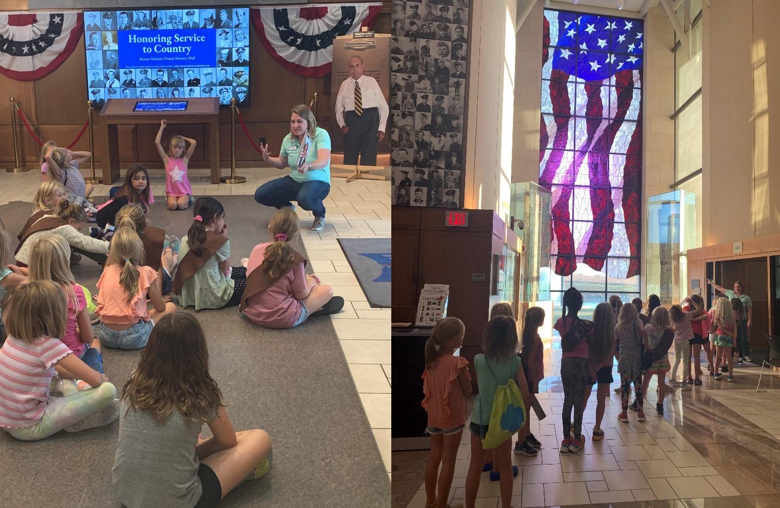 girl scouts inside the Dole Institute